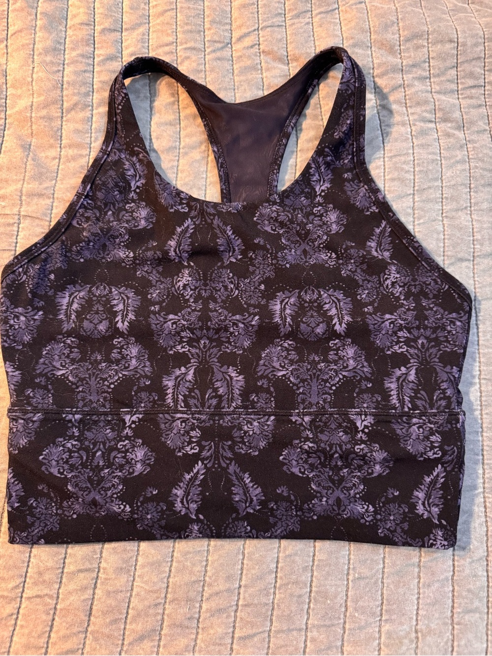Purple Patterned Racerback Tank Crop Top